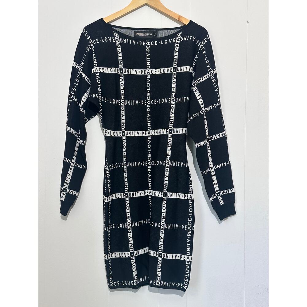 Gabrielle Union X New York & Company "Love, Peace Unity" Sweater Dress Medium